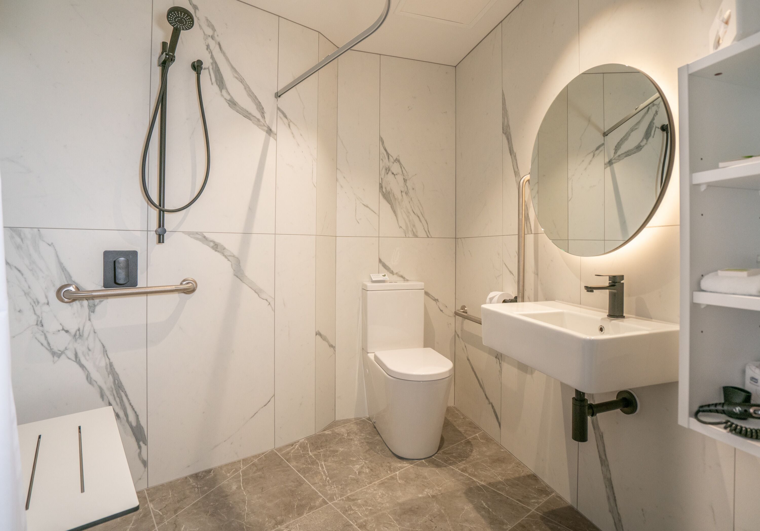 shower, free toiletries, hair dryer, bathrobes