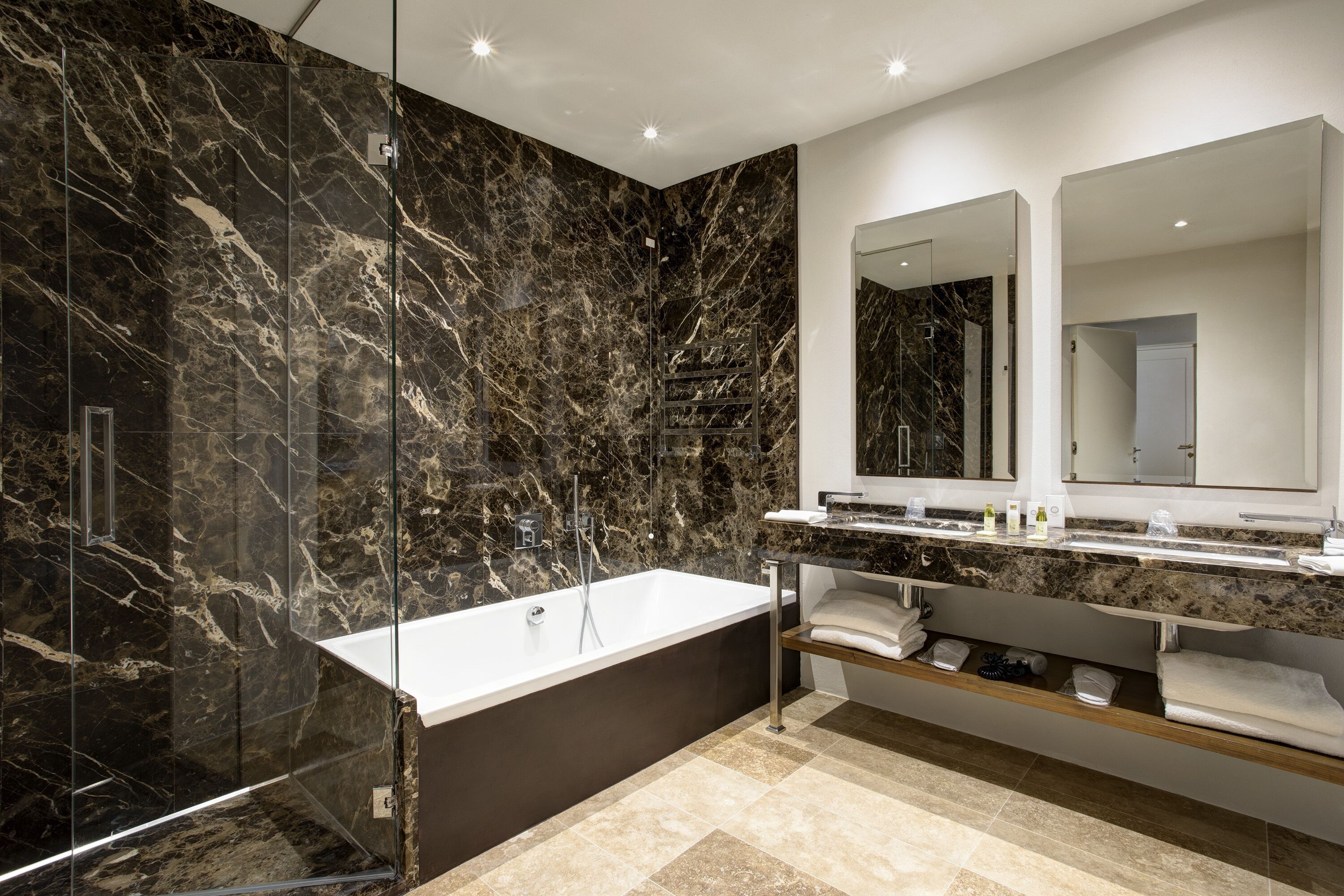 free toiletries, hair dryer, bidet, towels