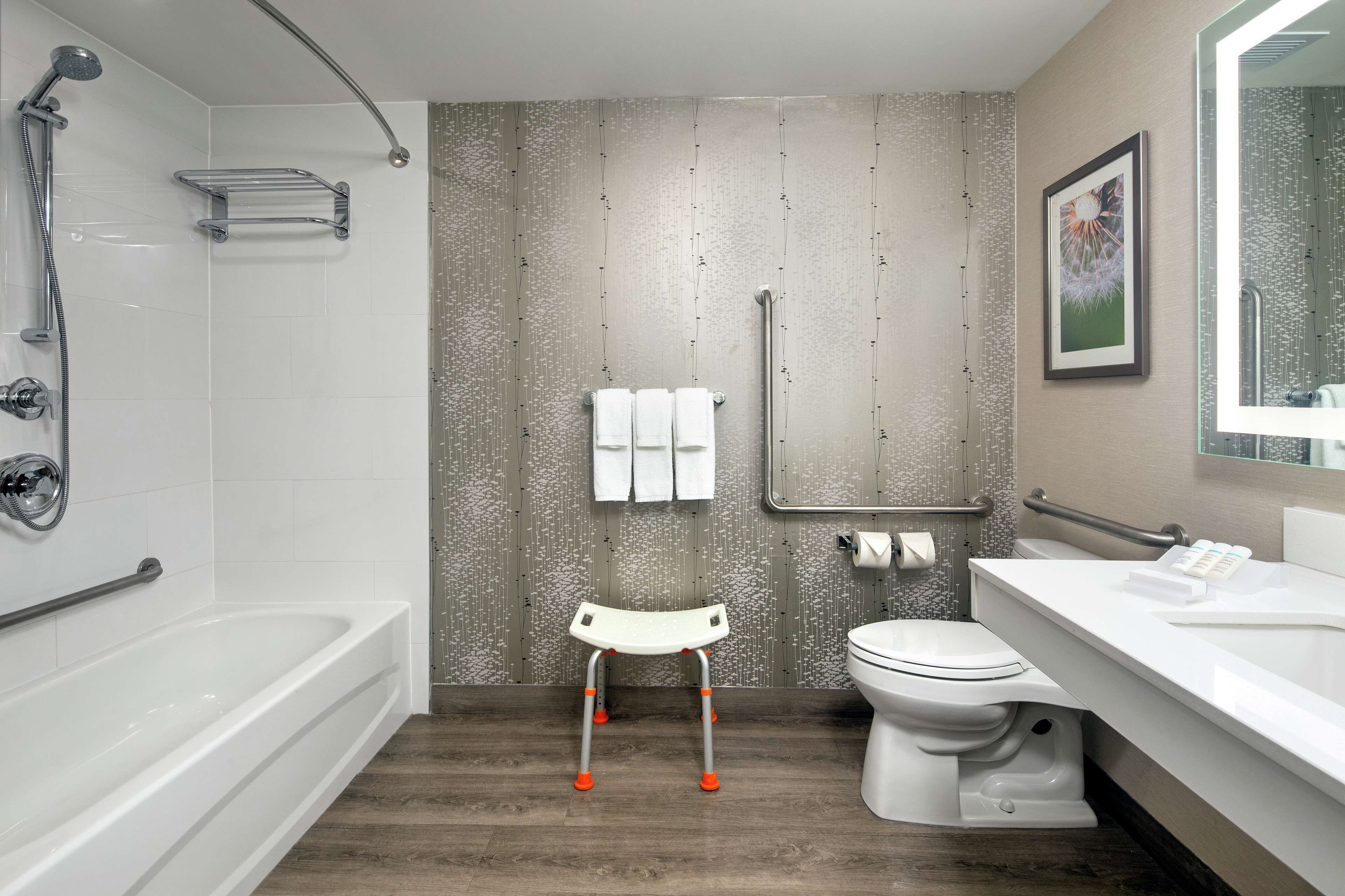 free toiletries, hair dryer, towels