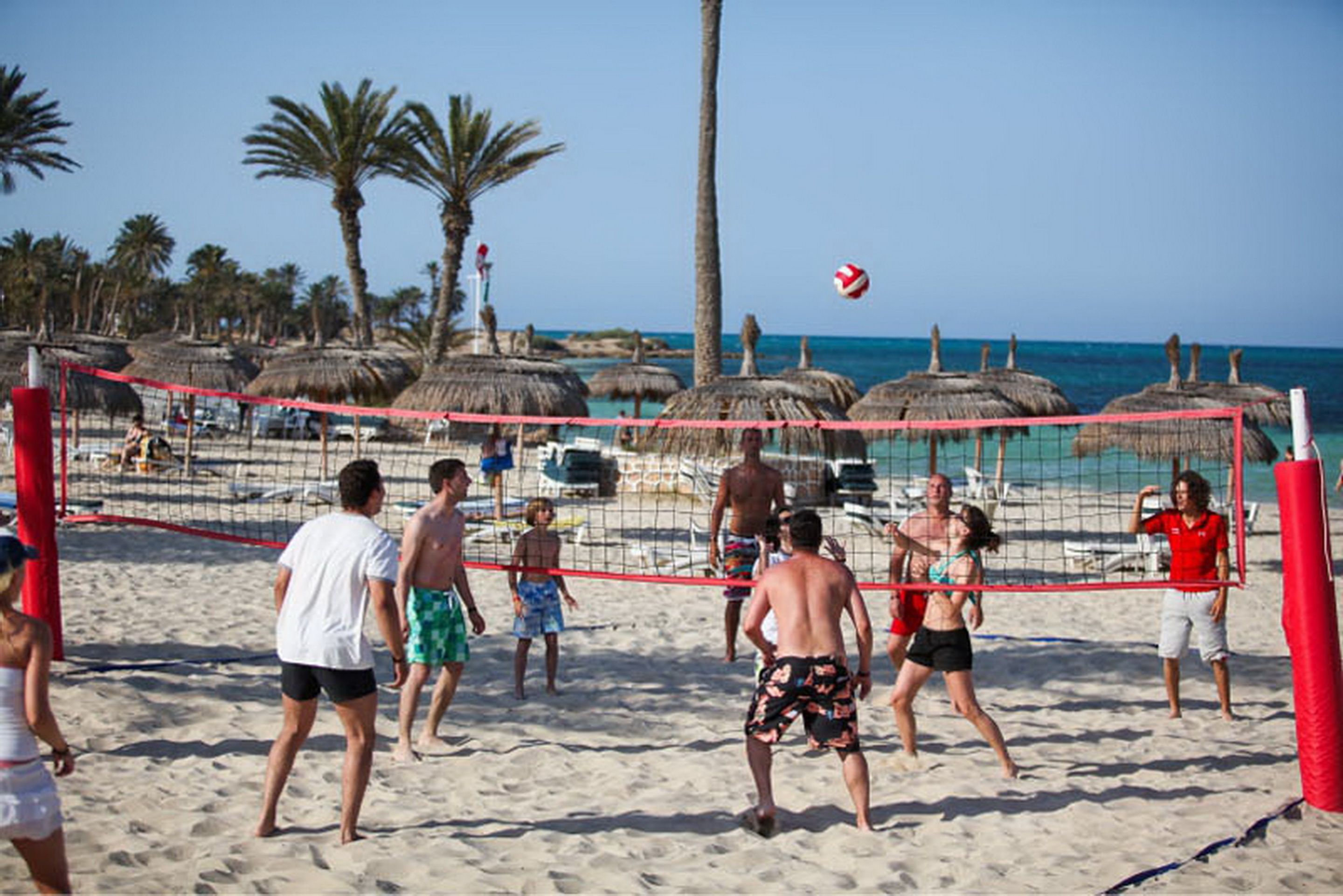 Private beach, white sand, sun-loungers, beach umbrellas