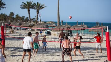Private beach, white sand, sun-loungers, beach umbrellas