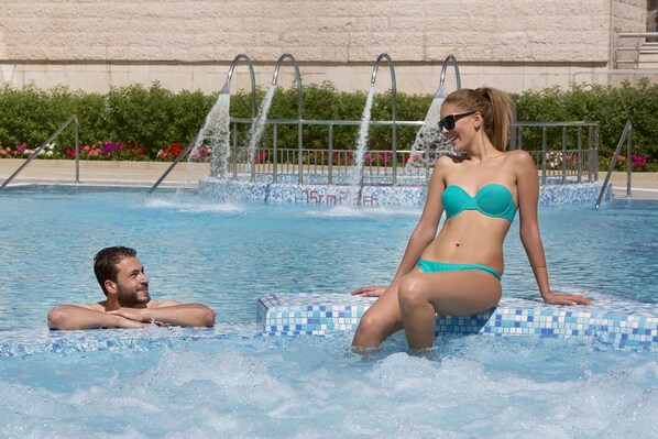 Indoor pool, seasonal outdoor pool, pool cabanas (surcharge)