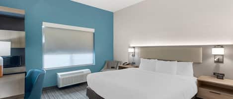 1 soveværelse, premium-sengetøj, skrivebord, strygejern/strygebræt