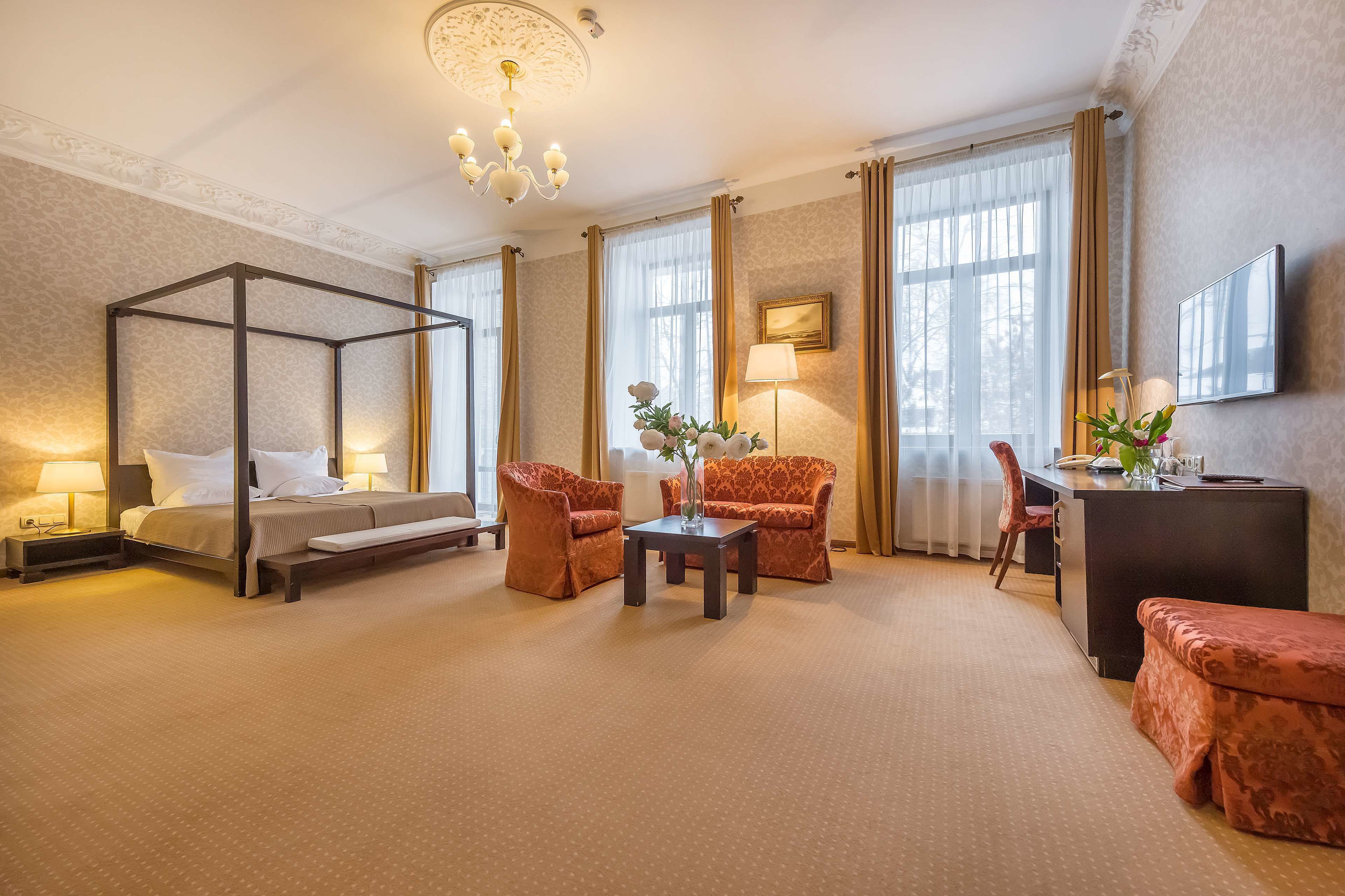 junior suite | in-room safe, desk, laptop workspace, blackout curtains