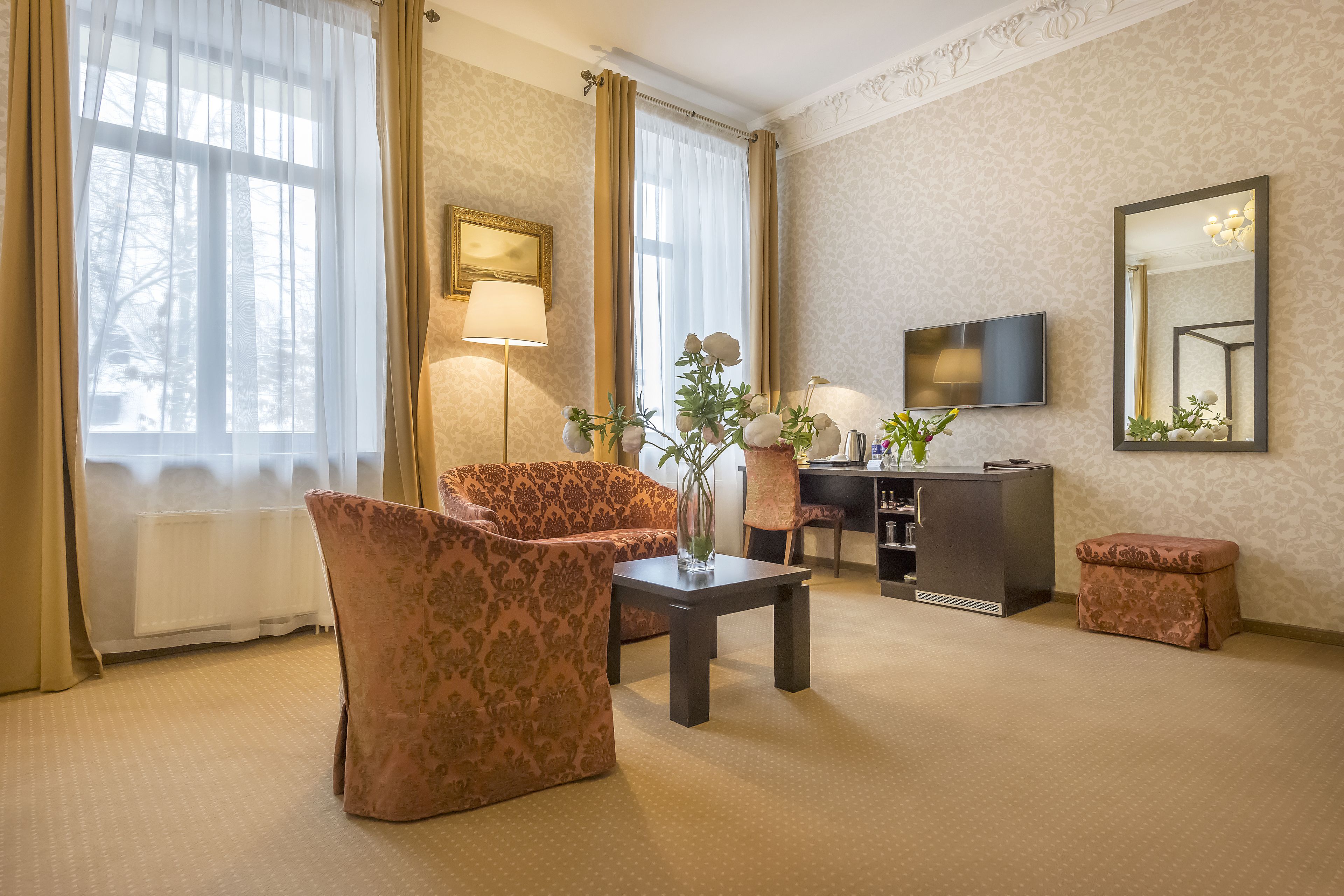 junior suite | in-room safe, desk, laptop workspace, blackout curtains