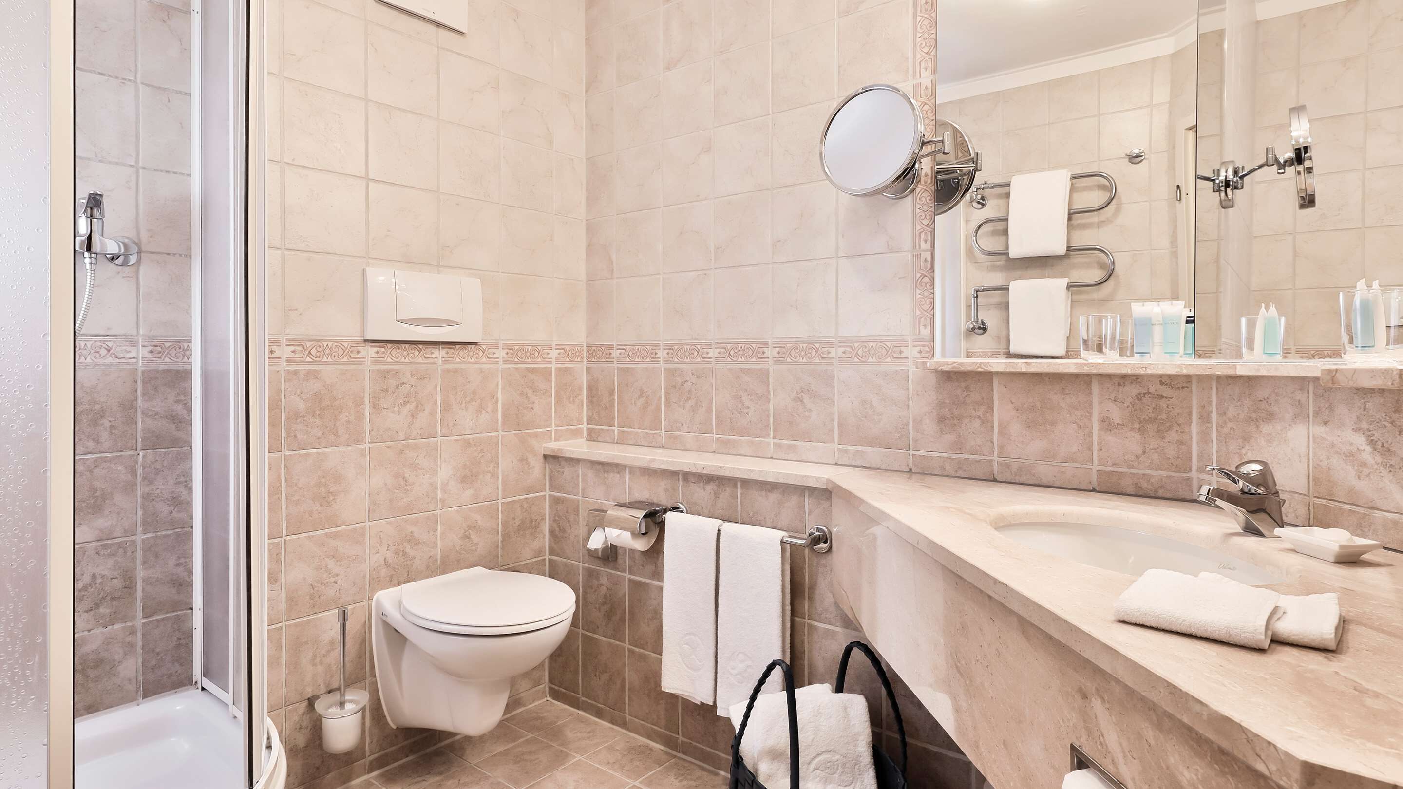 free toiletries, hair dryer, bathrobes, slippers