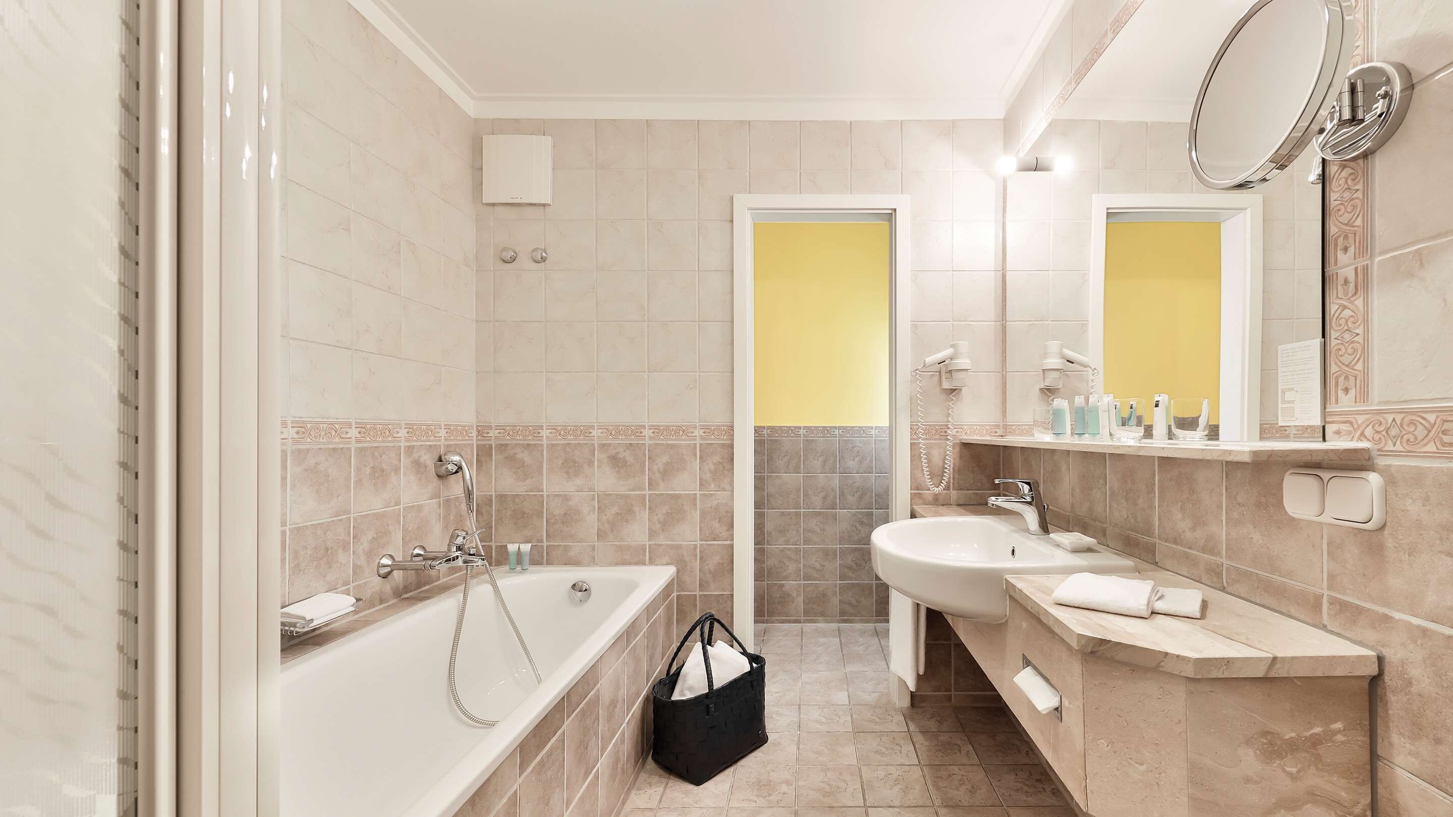 free toiletries, hair dryer, bathrobes, slippers