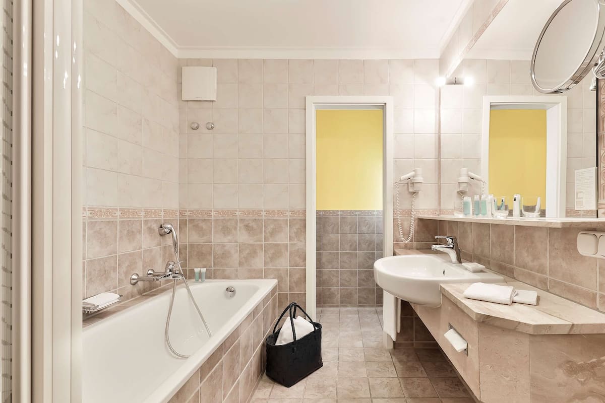 free toiletries, hair dryer, bathrobes, slippers