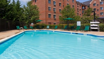 Seasonal outdoor pool, open 10 AM to 8 PM, sun loungers