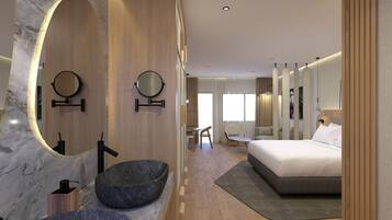 1 dormitori, minibar, caixa forta a l'habitació i escriptori