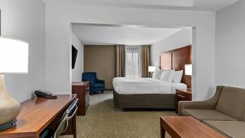 Premium bedding, desk, soundproofing, iron/ironing board