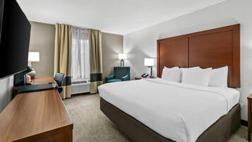 Premium bedding, desk, soundproofing, iron/ironing board