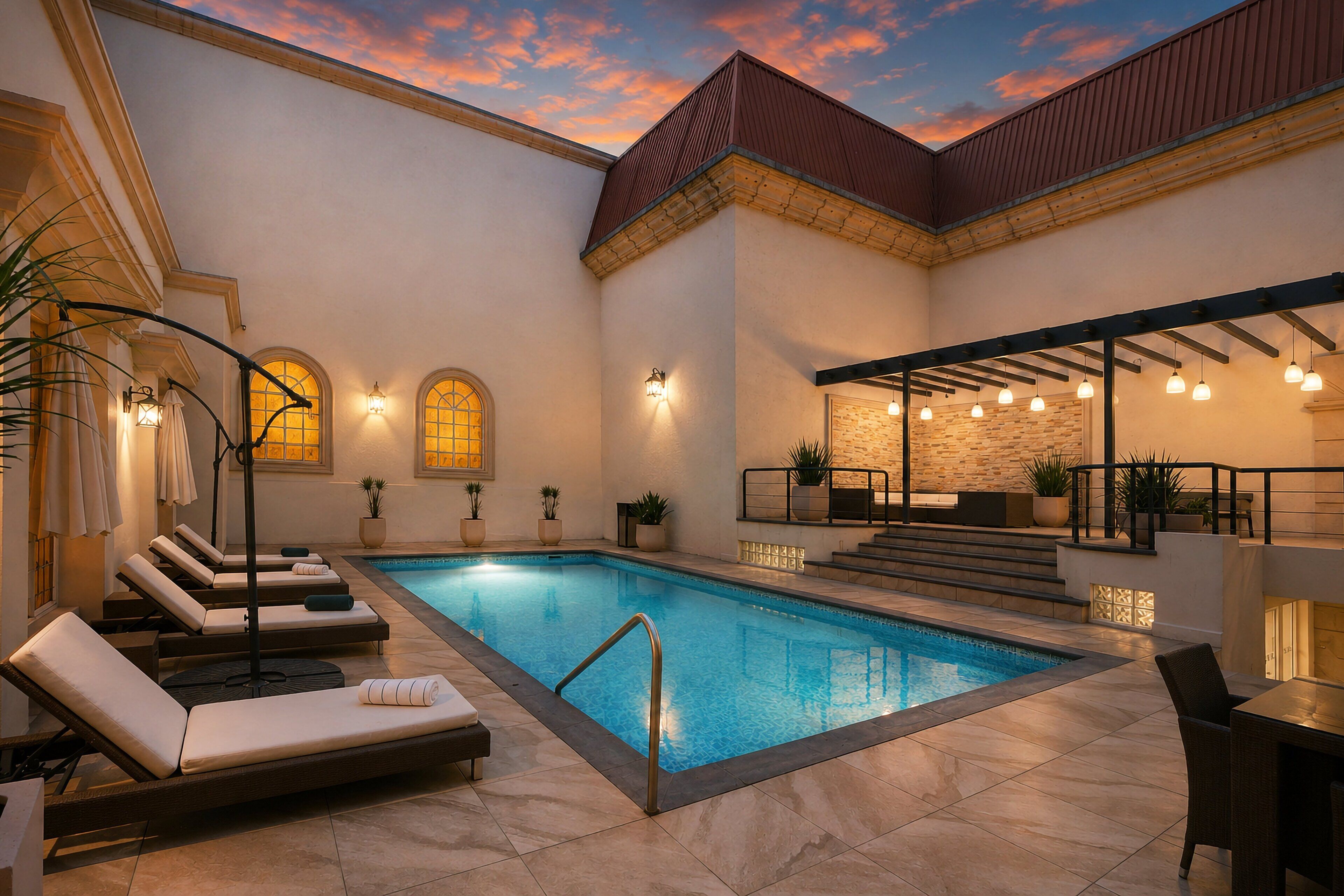 Una piscina al aire libre