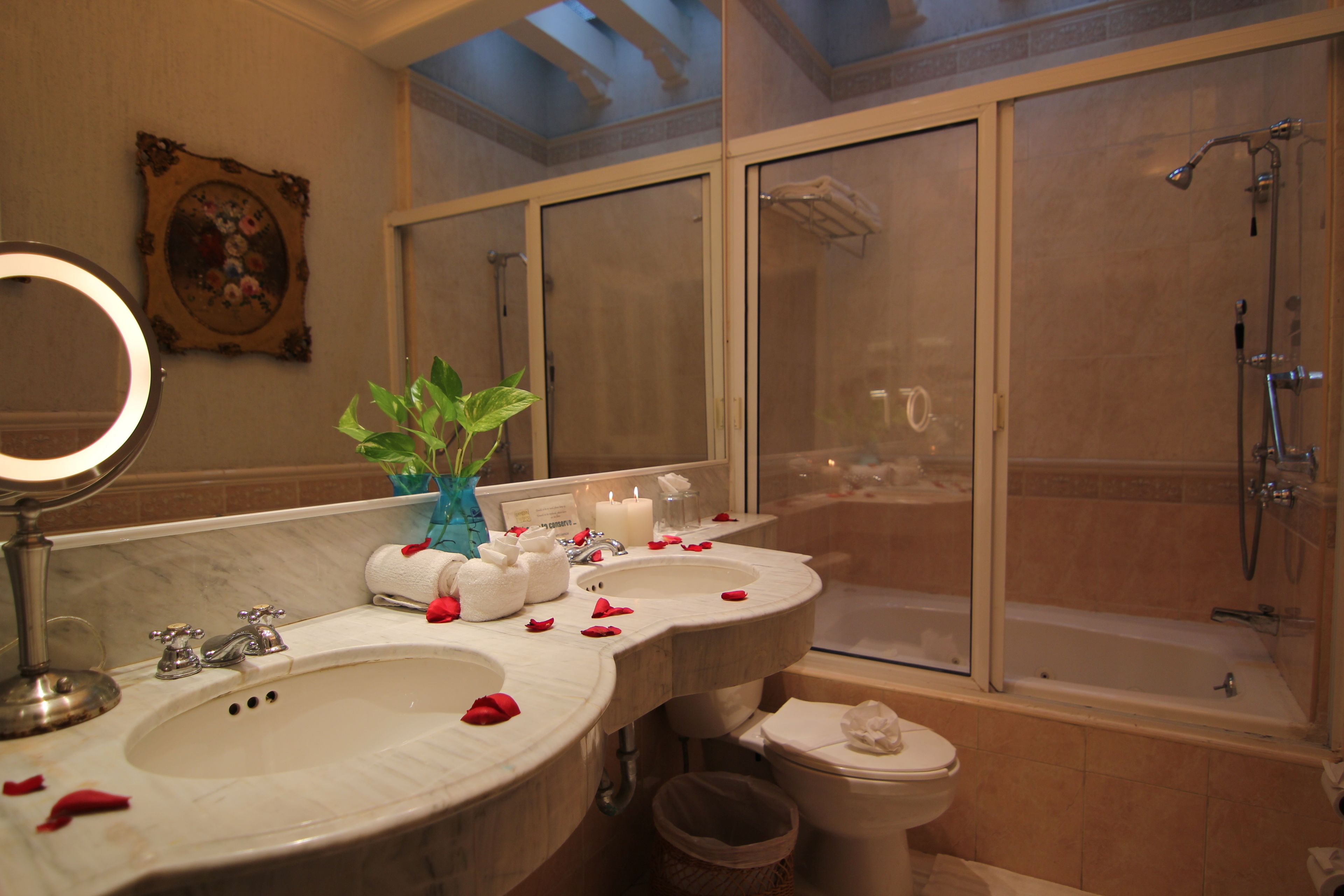 junior suite, 1 bedroom, hot tub, garden view | bathroom | shower, free toiletries, hair dryer, bathrobes