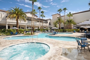 2 outdoor pools, a heated pool, pool cabanas (surcharge), pool umbrellas