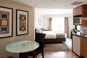 Premium bedding, pillowtop beds, desk, blackout drapes