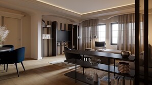 Deluxe-Suite Residenz | Zona de estar | Una televisión LCD