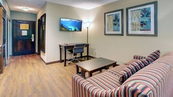 Studio Suite, 1 Queen Bed with Sofa bed, Balcony | Living area | 42-inch flat-screen TV with digital channels, TV, pay movies