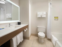Bañera con ducha, artículos de tocador gratuitos, secador de pelo