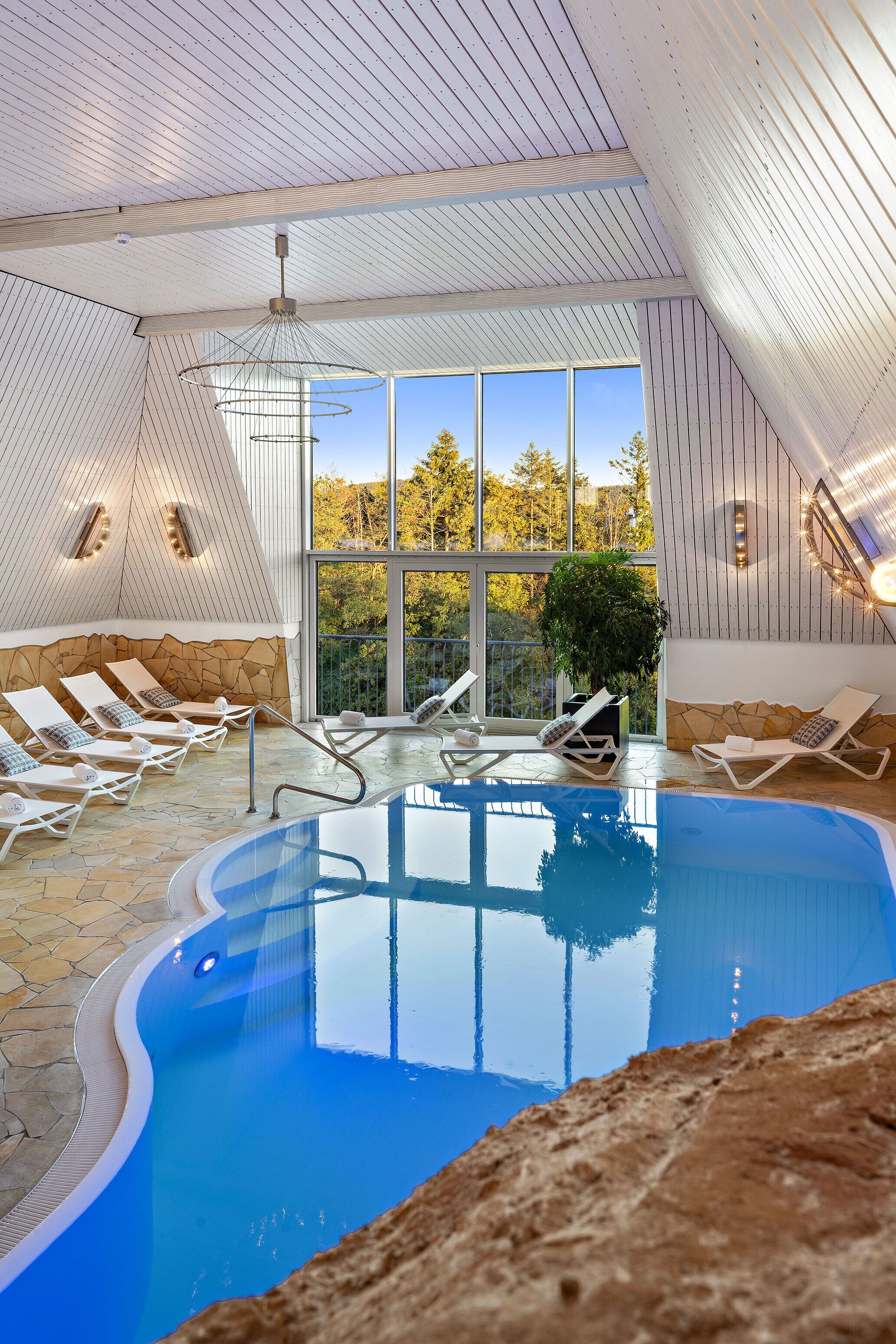 indoor pool, 2 outdoor pools, open 8:00 am to 9:00 pm, pool umbrellas