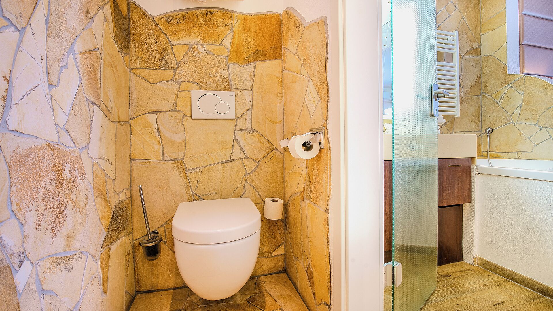 double room, 1 queen bed, non smoking (life) | bathroom | hair dryer, bathrobes, slippers, towels