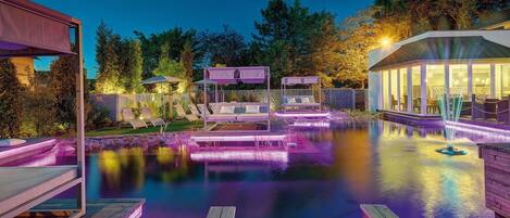 Indoor pool, 2 outdoor pools, open 8:00 AM to 9:00 PM, pool umbrellas