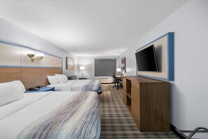 Premier Room, 2 Queen Beds, Non Smoking | Desk, laptop workspace, blackout drapes, iron/ironing board - AmericInn by Wyndham Columbus Wisconsin (Columbus)