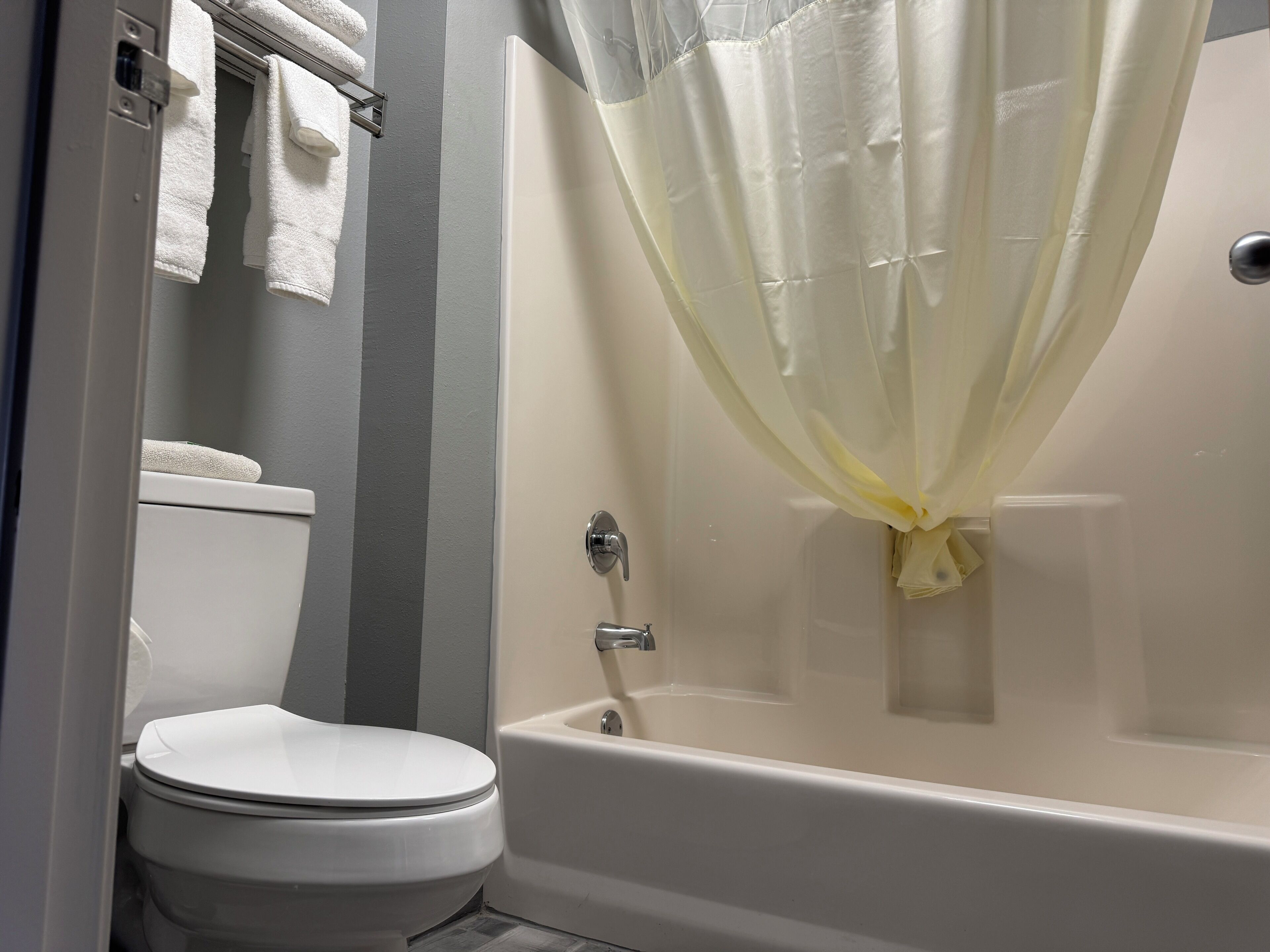 free toiletries, hair dryer, towels