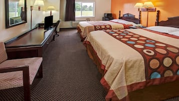 Room, 2 Queen Beds, Non Smoking | Desk, blackout drapes, iron/ironing board, free cribs/infant beds
