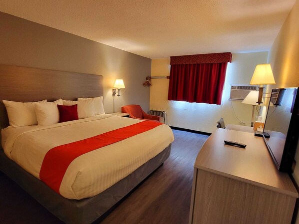 Desk, free WiFi, bed sheets