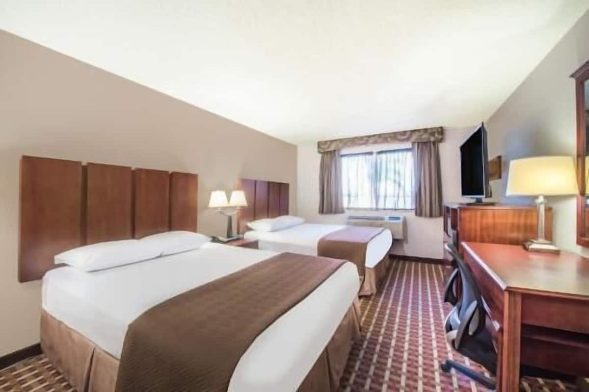 Hypo-allergenic bedding, desk, laptop workspace, iron/ironing board
