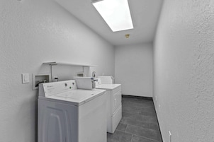 Desk, laptop workspace, free WiFi, bed sheets