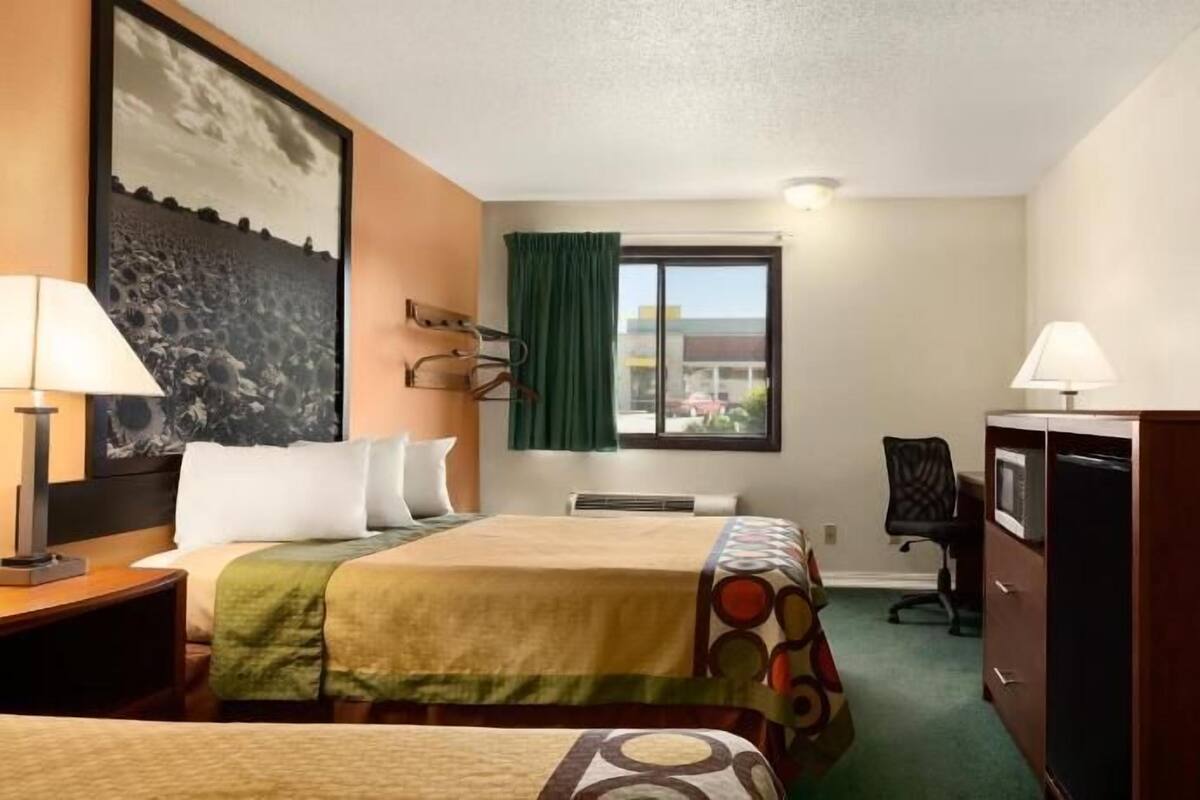 Desk, blackout curtains, free WiFi, bed sheets