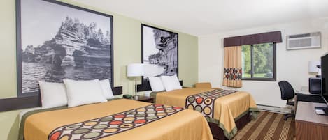 Room, 2 Queen Beds, Non Smoking | Desk, blackout drapes, iron/ironing board, rollaway beds