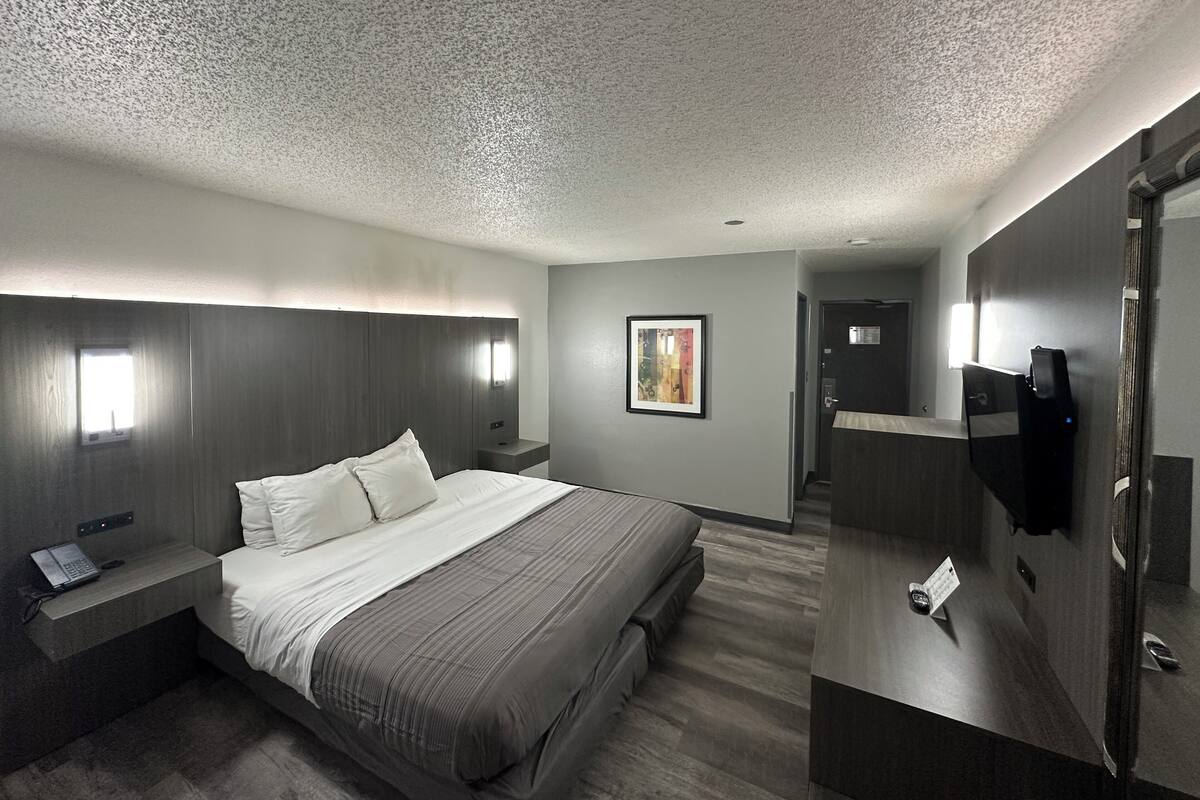 Room, 1 King Bed, Non Smoking, Refrigerator | Premium bedding, desk, iron/ironing board (on request), free WiFi