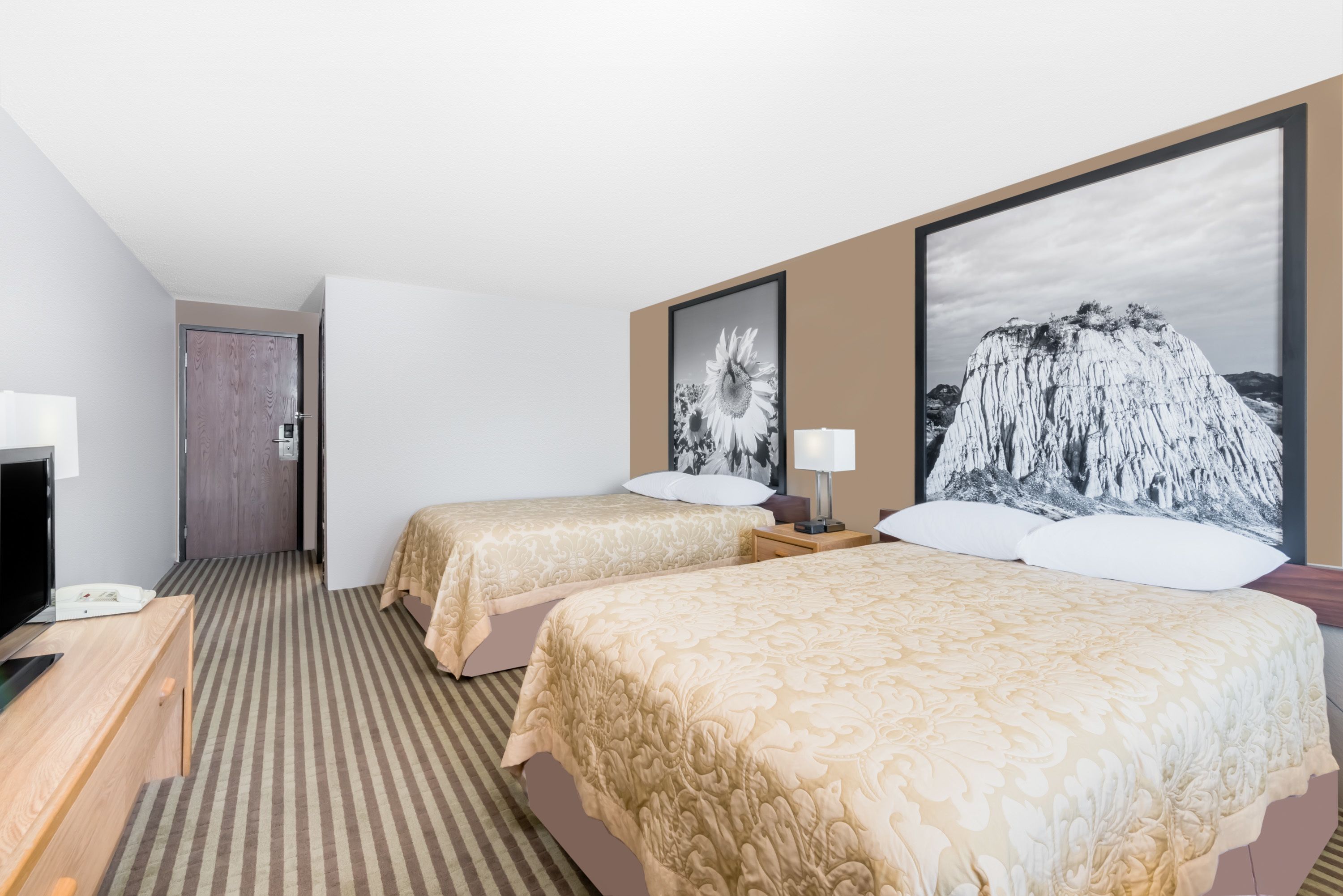 Room, 2 Double Beds, Non Smoking | In-room safe, desk, blackout drapes, free cribs/infant beds