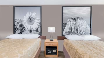 Room, 2 Double Beds, Non Smoking | In-room safe, desk, blackout drapes, free cribs/infant beds