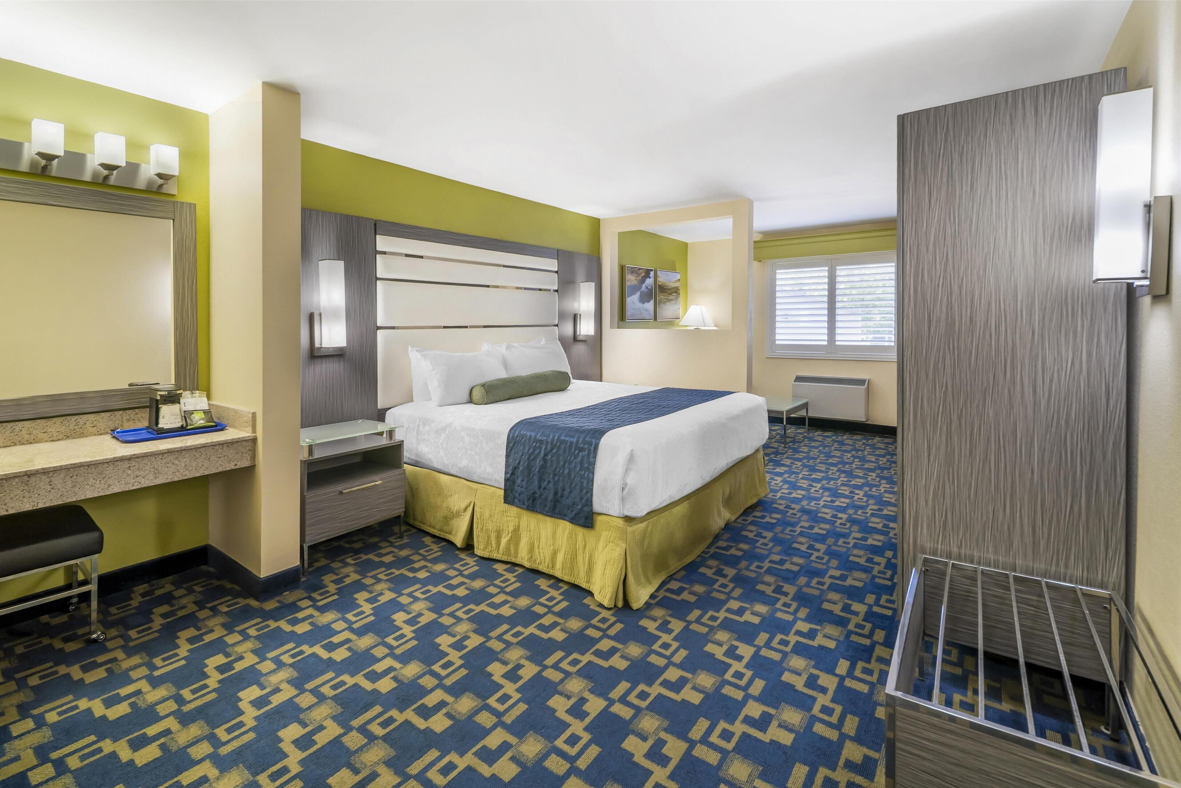 1 bedroom, desk, laptop workspace, iron/ironing board