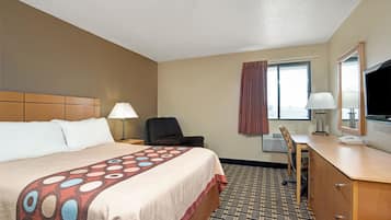 Desk, free WiFi, bed sheets