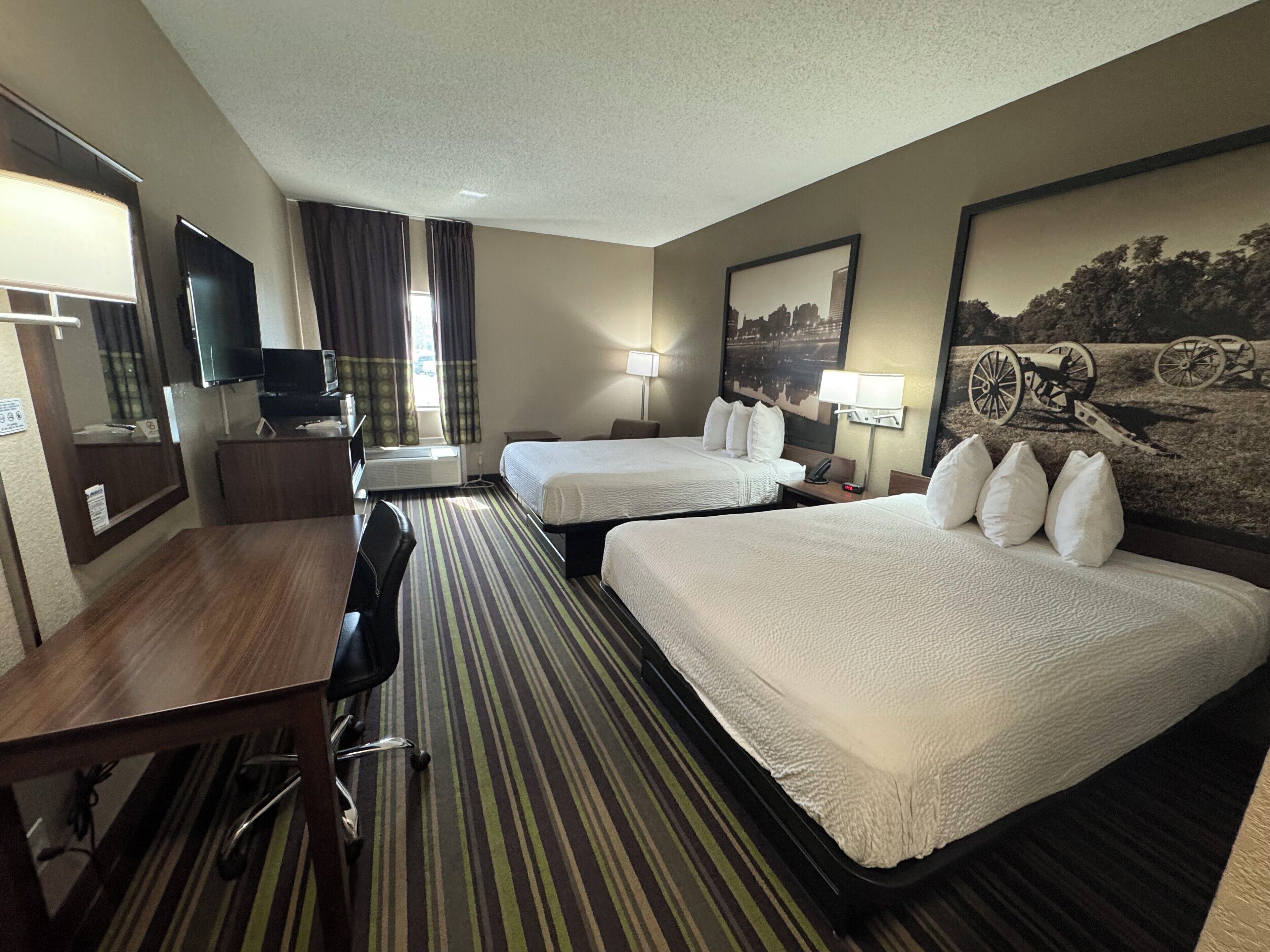 standard room, 2 queen beds, non-smoking | individually decorated, individually furnished, desk, laptop workspace