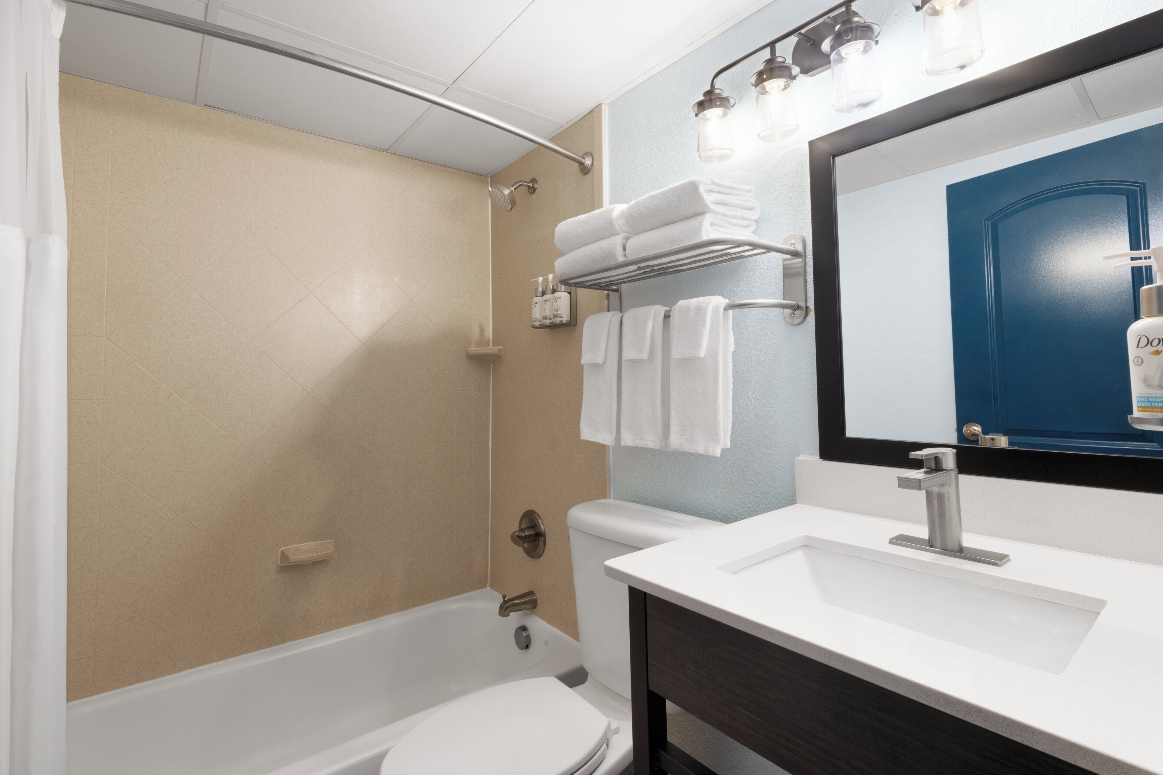 free toiletries, hair dryer, towels, soap