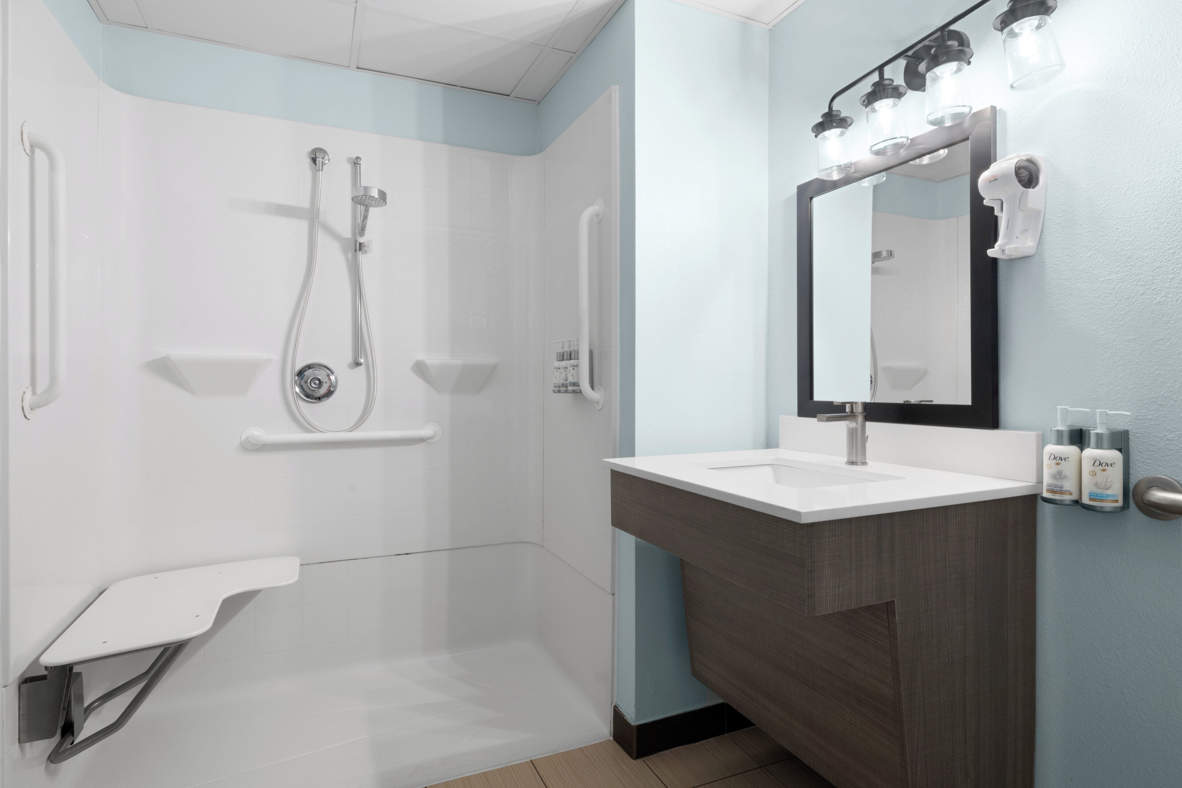 free toiletries, hair dryer, towels, soap