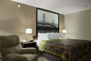 Standard Room, 1 King Bed | Desk, free cots/infant beds, rollaway beds, bed sheets - Super 8 by Wyndham Manistee (Manistee)