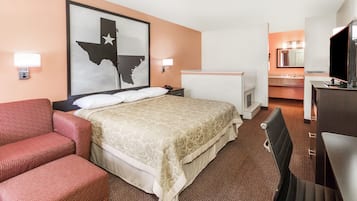 Desk, blackout curtains, free WiFi, bed sheets