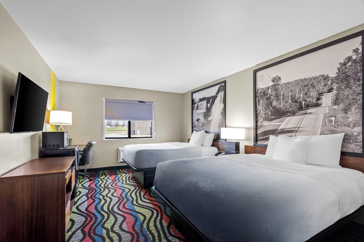 Room, 2 Queen Beds, Non Smoking | In-room safe, desk, blackout drapes, iron/ironing board