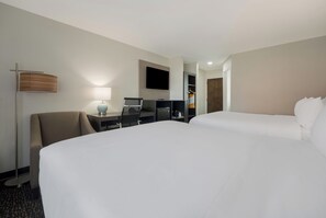 Standard Room, 2 Queen Beds, Non Smoking | In-room safe, desk, laptop workspace, soundproofing