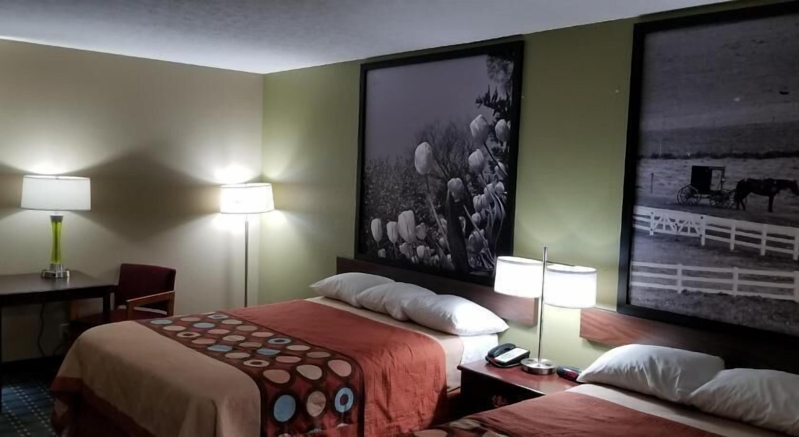 Desk, blackout curtains, iron/ironing board, rollaway beds