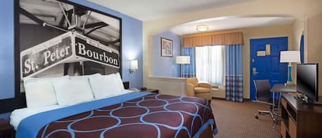 Blackout curtains, iron/ironing board, free cots/infant beds