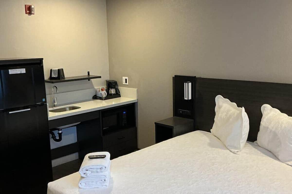 Standard Room, 1 Queen Bed, Non Smoking | 1 bedroom, desk, laptop workspace, iron/ironing board