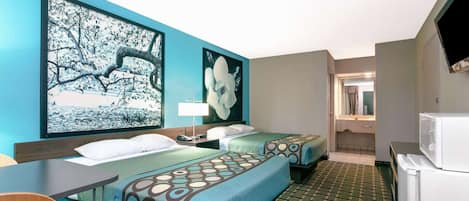 Premium bedding, memory foam beds, desk, iron/ironing board